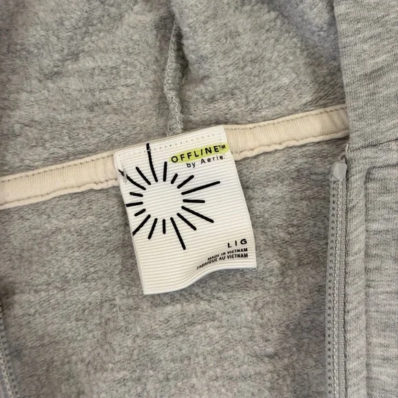 OFFLINE By Aerie OTT Cropped Full Zip Jacket Grey Sweatshirt Large - Picture 4 of 6